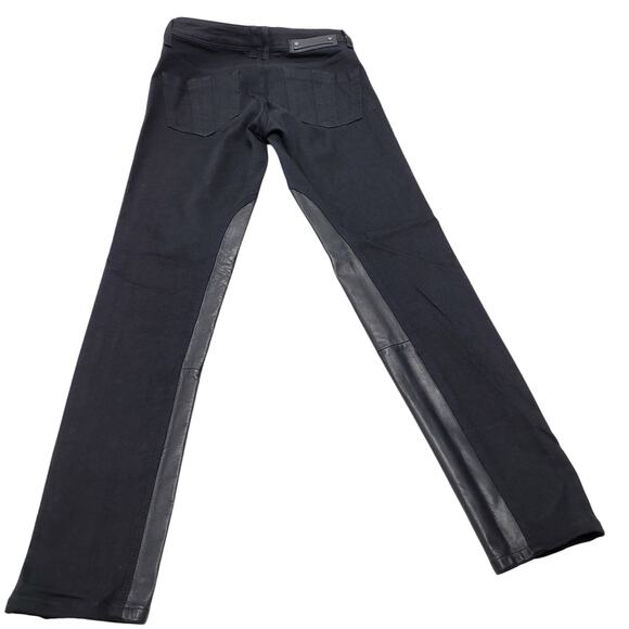 Burberry Brit black leather panel skinny jeans equestrian moto - Picture 1 of 10